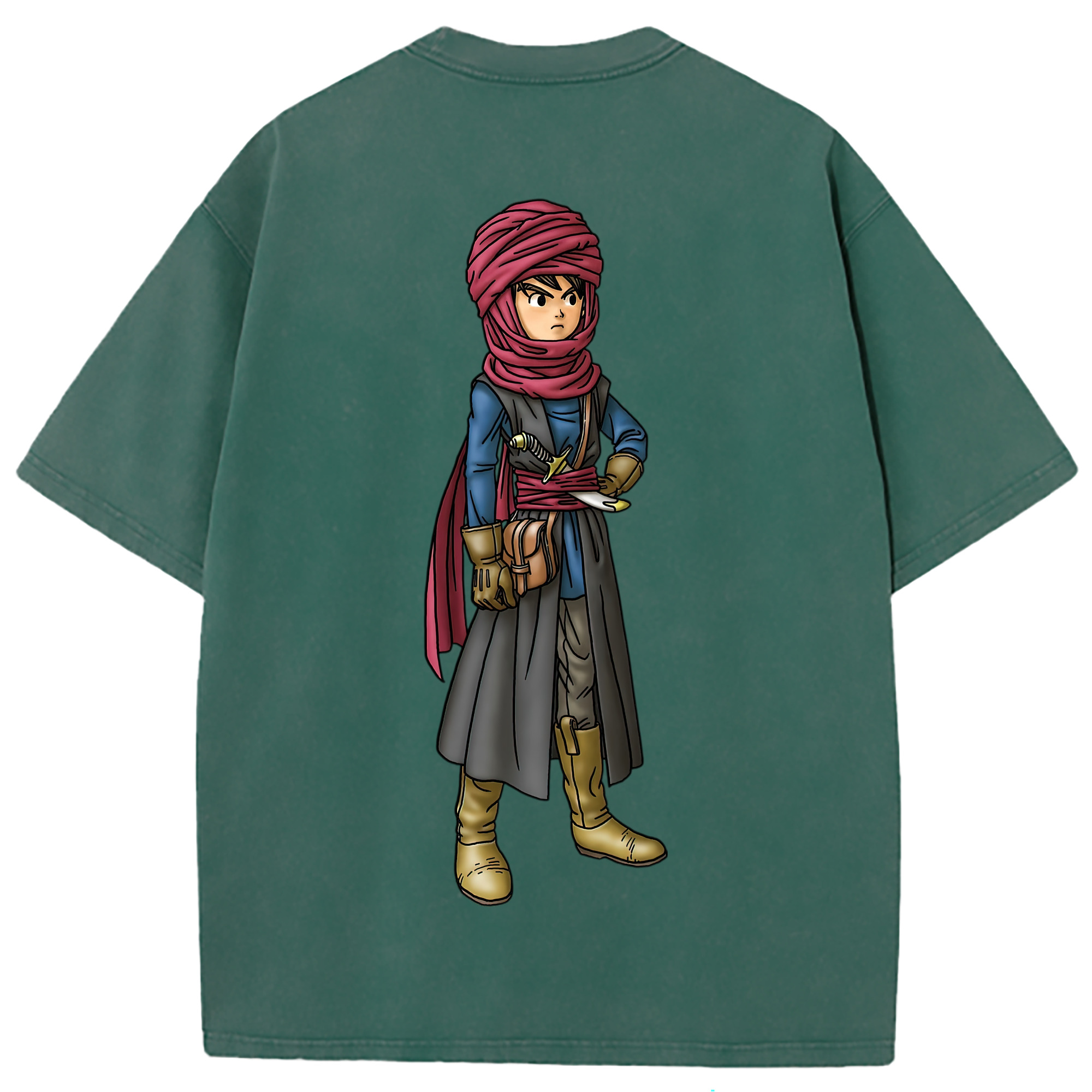 （画像用） ドラゴンクエスト Doragon Kuesuto Dragon Quest 綿100% ヴィンテージ風 半袖Tシャツ（背面プリント）